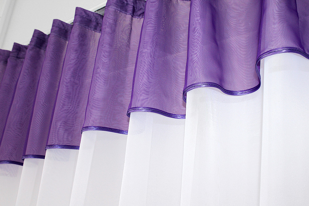 Кухонная занавеска VR-Textil № 047к фиолетовый с белым 280х170 см (50-086) Киев - изображение 3