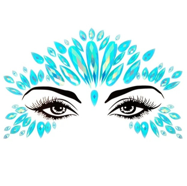 Наклейки стрази на обличчя one size бірюзовий Київ - фото 1