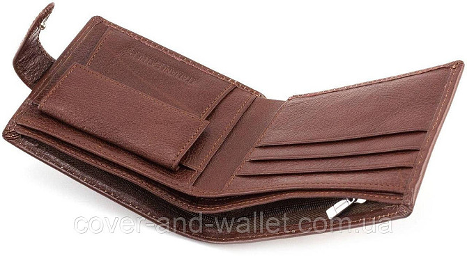 Коричневий чоловічий гаманець із гладкої шкіри ST Leather Київ - фото 5