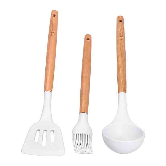 Набор алюминиевой посуды с лопаткой и щеткой белый Киев