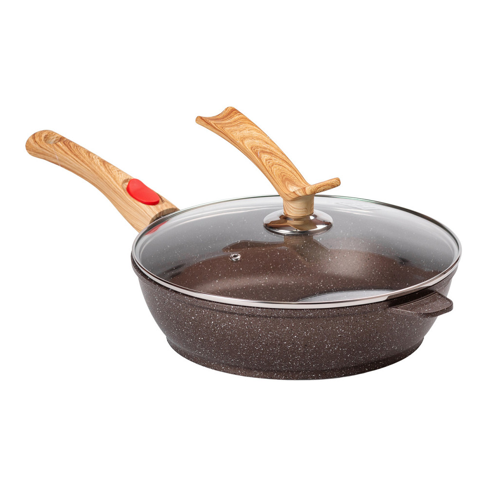 Сковорода алюмінієва 3.5 літра глибока зі скляною кришкою Ø 28 см кавова MGC HP-4-465CO Коломия - фото 1