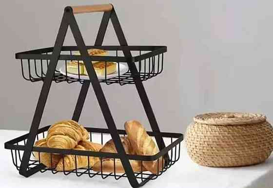 Двухъярусный металлический фруктовник с ручкой Разборная корзина для фруктов. Харьков