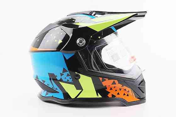 Шолом кросовий/ендуро/АТV зі склом BLD-819-7  S (55-56см), ЧОРНИЙ/ЖОВТО-СИНІЙ Киев