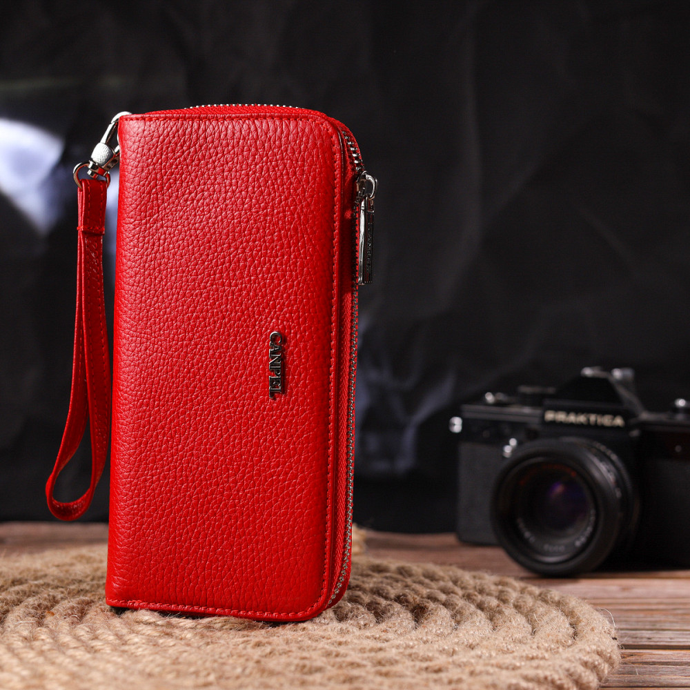 Яскравий гаманець для жінок з натуральної зернистої шкіри CANPELLINI 21615 Червоний Київ - фото 8