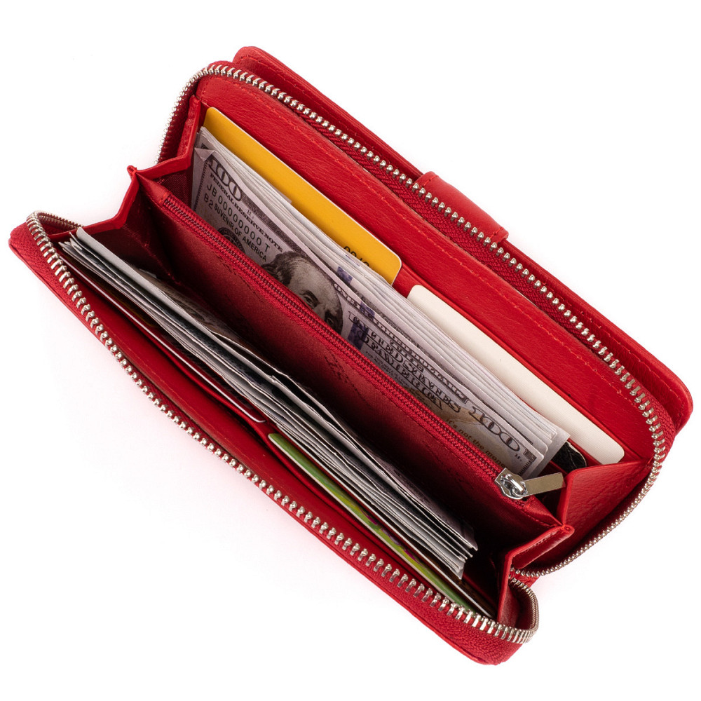 Вертикальный вместительный кошелек из кожи женский ST Leather 19306 Красный Киев - изображение 5