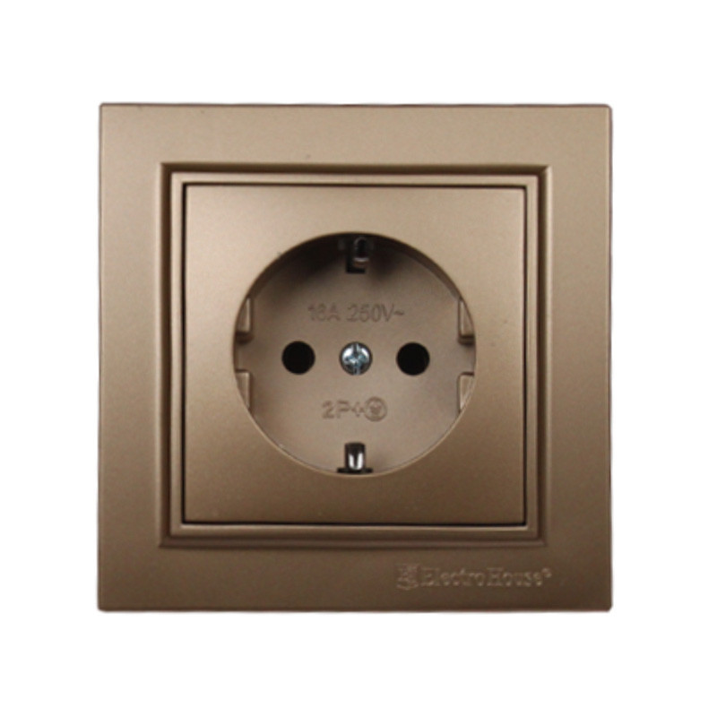 Розетка с заземлением 16А, Enzo роскошное золото Днепр - изображение 1