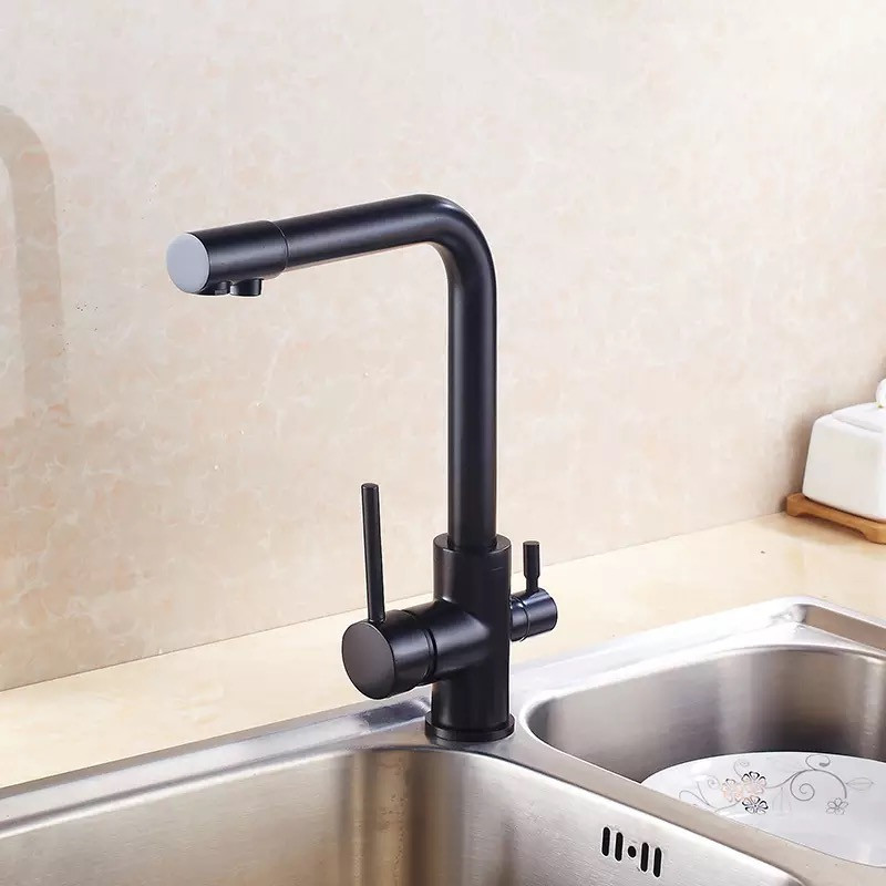 Змішувач для кухні WanFan, для гарячої і холодної води, 2 види подачі води матовий Чорний Кам'янець-Подільський - фото 4