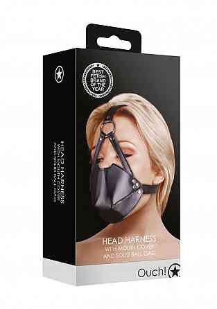 Маска-кляп Head Harness with Mouth Cover and Solid Ball Gag - Black Sex Aura Киев