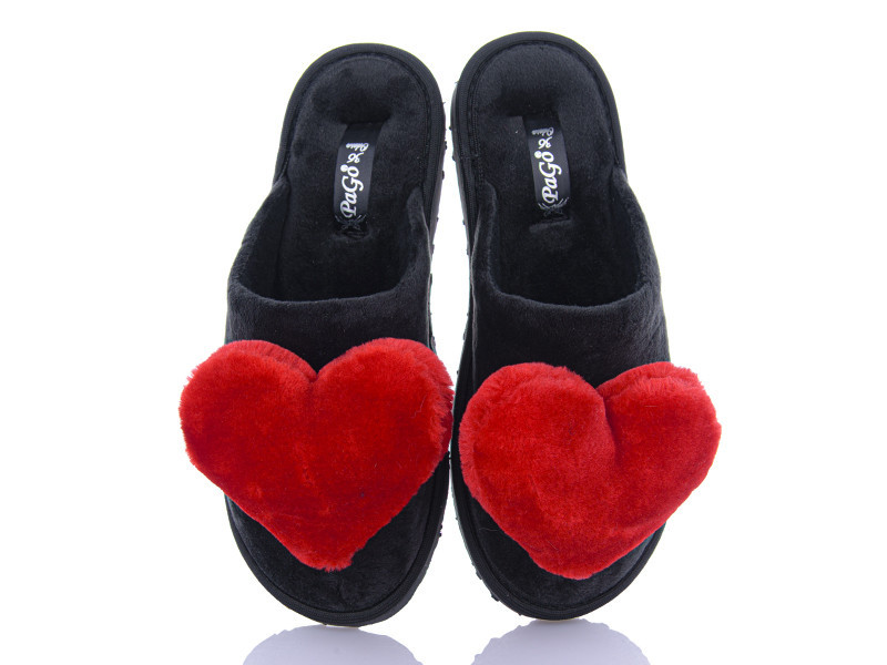 Тапочки велюрові чорні жіночі закриті з червоним серцем, всі розміри 38 Одеса - фото 7