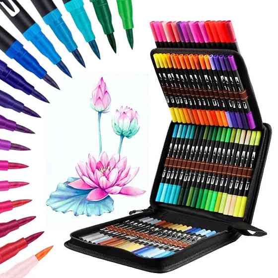 Акварельные маркеры двусторонние 80шт с сумкой, Color pencil / Набор маркеров для рисования Киев