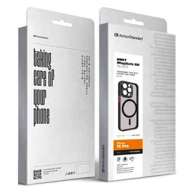 Чехол для мобильного телефона Armorstandart Unit MagSafe SE Apple iPhone 15 Pro Black Orange (ARM75362) Винница
