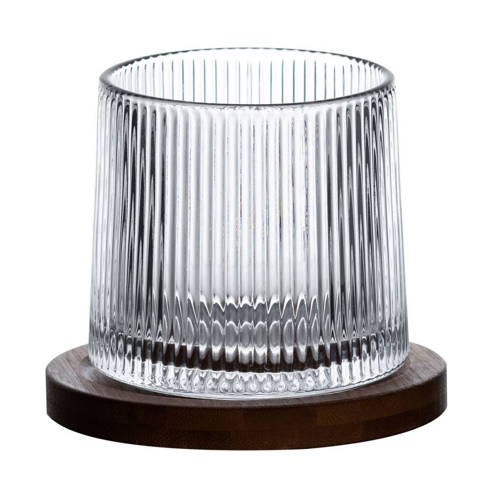 Yiwu Обертова склянка для віскі 300 мл з бамбуковою підставкою Київ - фото 1