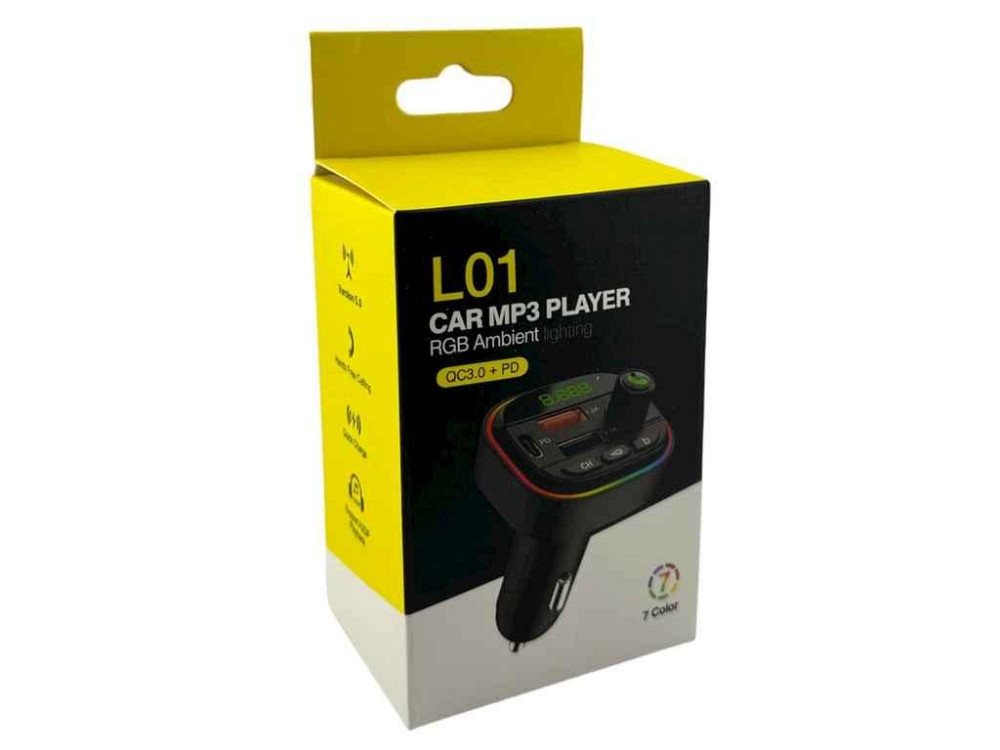 FM Модулятор L01 12-24V/3.1A/2USB/PD/RGB/LED ТМ Gerlax Київ - фото 1