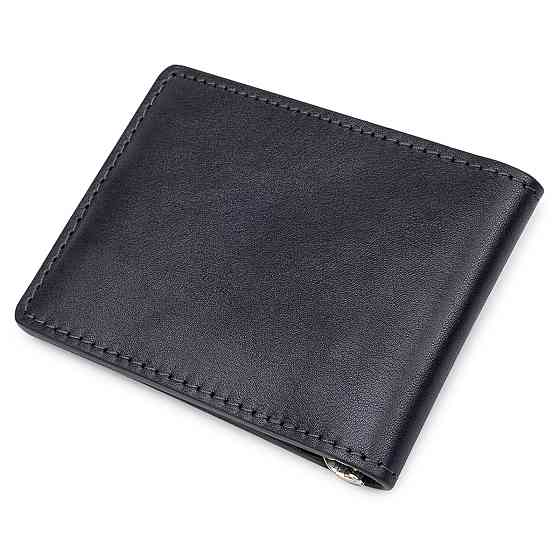 Кожаный мужской зажим для денег Синий (GRANDE PELLE) Киев