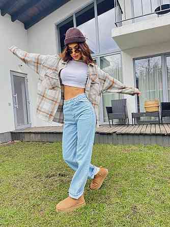 Женские голубые джинсы трубы-палаццо коттон 100% Голубой, 36 Одесса