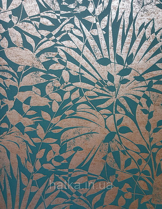 Шпалери вінілові на флізеліні AS creation TheBos 0.53х10 листя папороті монстери банан золотисте на зеленому Київ - фото 2