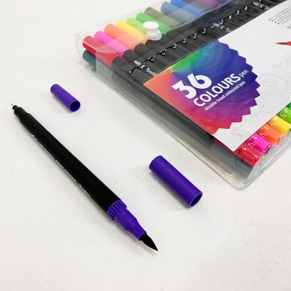 Профессиональный набор 36 шт двухсторонних маркеров линер+кисть с мягкой головкой на водной основе ND-67 Львов - изображение 6