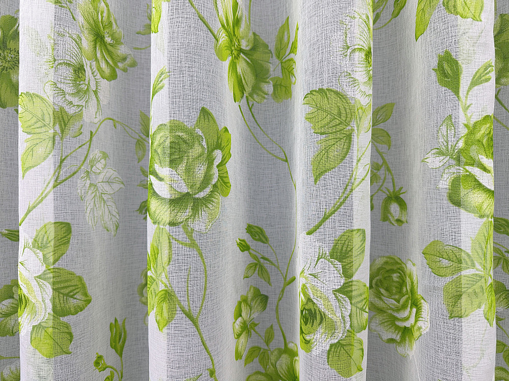 Тюль VR-Textil 1264т Flora Батист Білий з салатовим 400х270 см (42-1382) Київ - фото 15