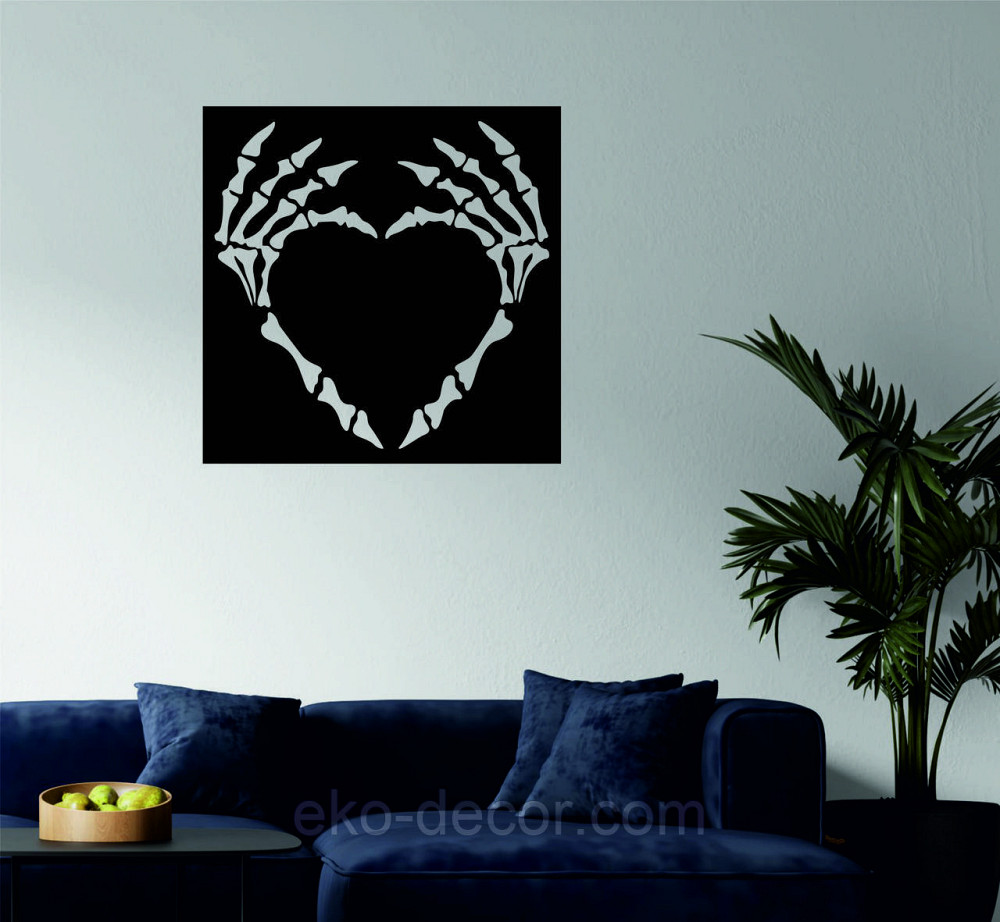 Декоративное настенное 3D Панно «Скелет», Декор на стену с объемом 90*90 см, Черный Киев - изображение 2