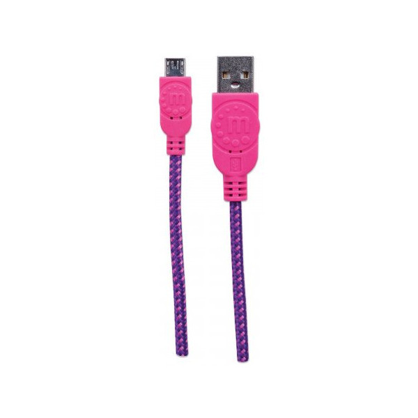 Кабель USB AM-micro BM, 0.5 м, кольорове обплетення, Box (60 шт) Manhattan (394178) Київ - фото 8