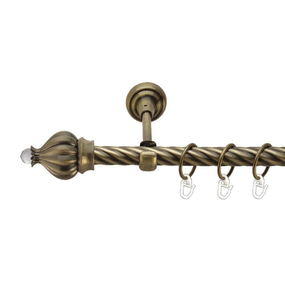 Карниз Orvit Таджа-Кристал металевий однорядний відкритий скручена труба кільце металеве Антик 19 мм 160 см Львов - изображение 1