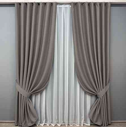 Комплект готових штор VR-Textil Блекаут Midnight № 1228ш Сірий 150х270 см 2 шт (33-1300) Київ