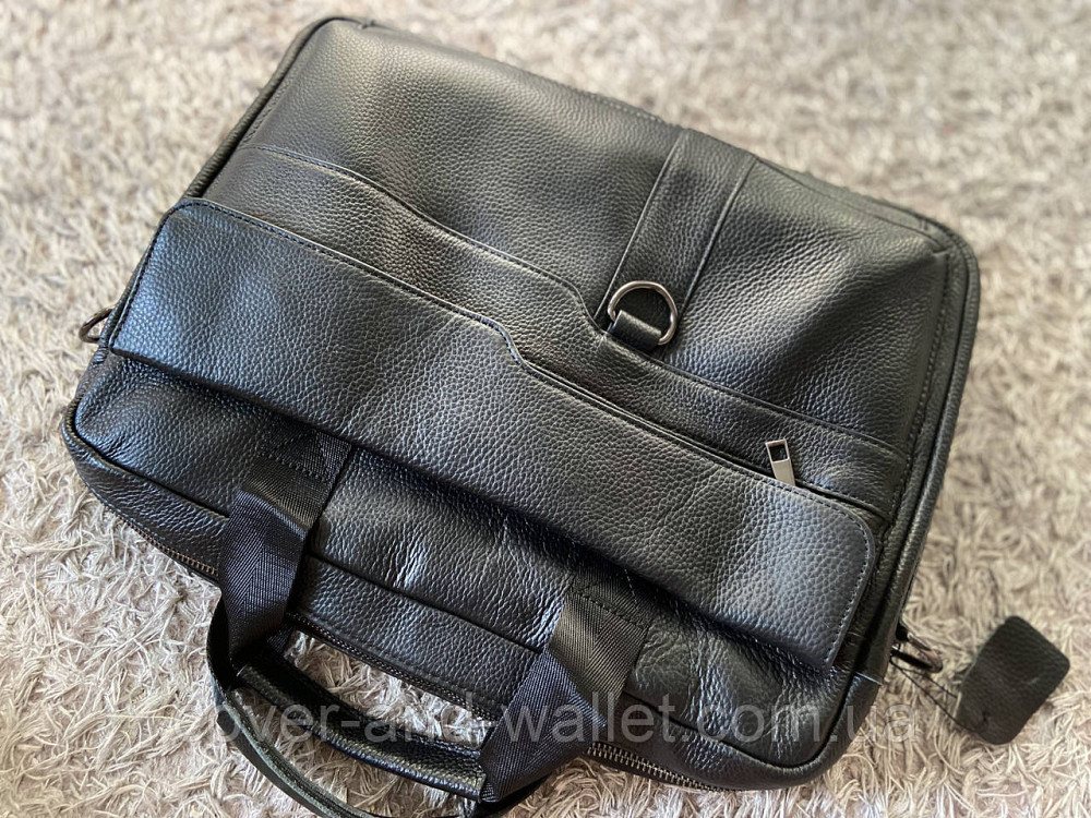 Стильна чоловіча сумка-портфель для документів та ноутбука чорного кольору ST Київ - фото 8