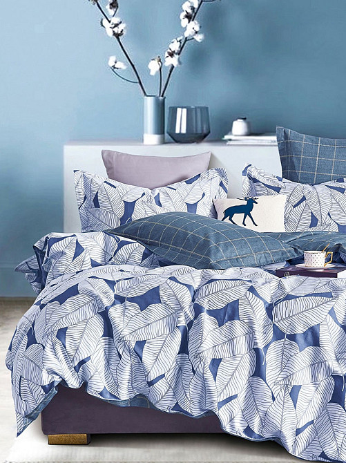 Ecotton Комплект постільної білизни Ecotton двоспальний Сімейний 150х215 см Листя біле (21004АВ Коломия - фото 2