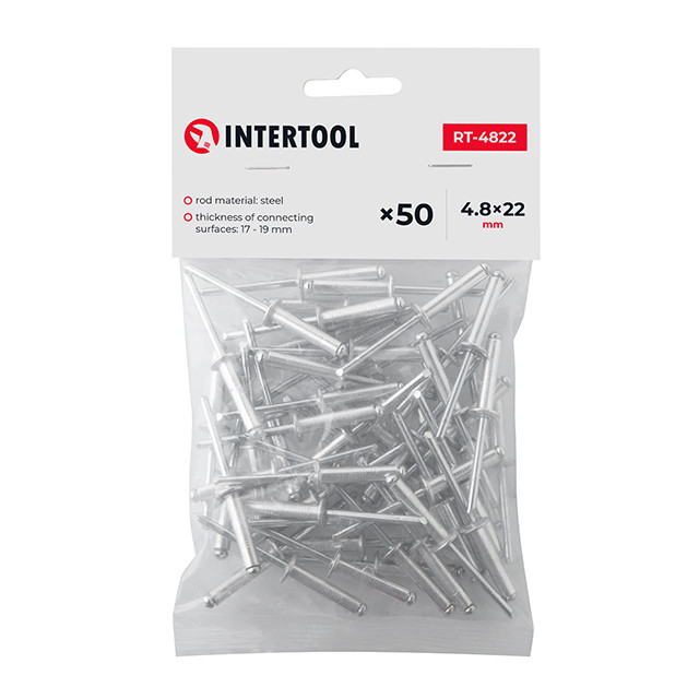 Заклепка алюминиевая, 4,8×22,0 мм, 50 шт INTERTOOL RT-4822 Киев - изображение 1