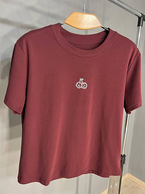 Футболка жіноча A-N 911-20 середня довжина вишня камінчики one size, бордовий, one size Київ - фото 11