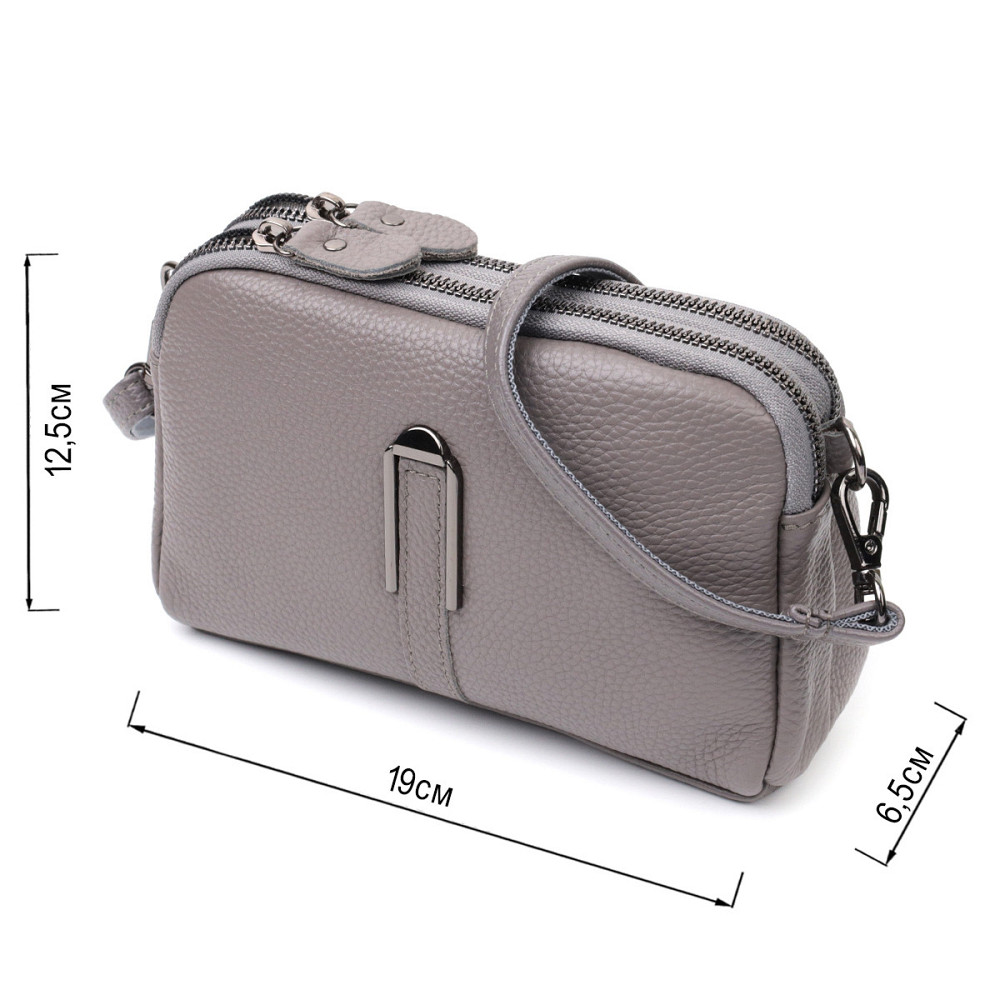 Сумка женская на два отделения из натуральной кожи Vintage 22278 Серая Киев - изображение 3