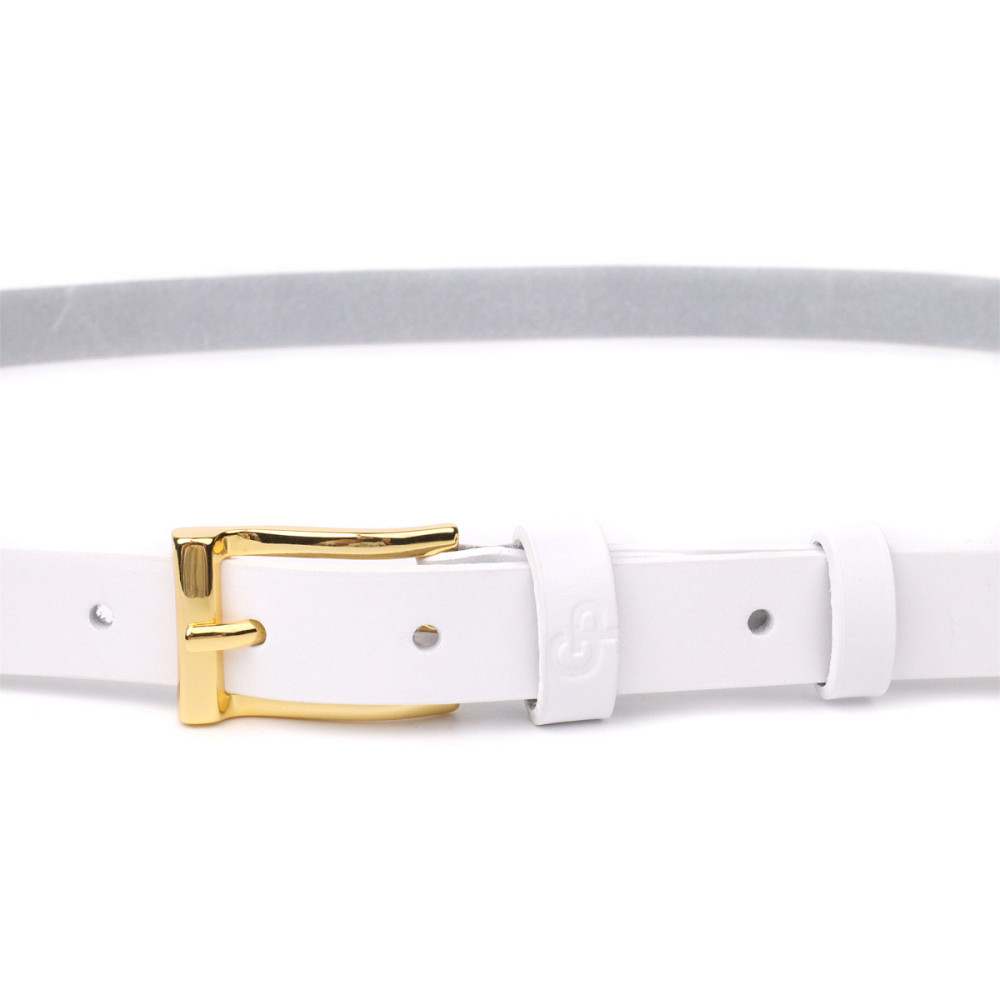 Стильний тонкий шкіряний ремінь для жінок GRANDE PELLE 22948 Білий Київ - фото 5