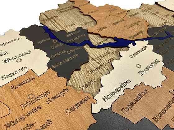 Карта Украины из натурального дерева на стену 74х50 см, большая карта Украины навесная Каменец-Подольский