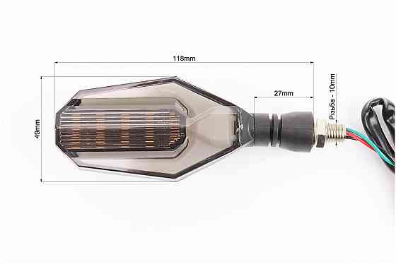 Поворот діодний на гнучкій ніжці + стоп сигнал / габарит "ромб", чорний, 2шт Київ