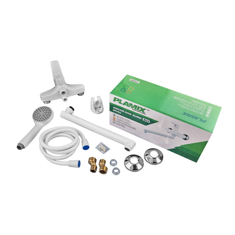 Смеситель для ванны PLAMIX OSCAR-006 EURO SET WHITE из термопластика (со шлангом, лейкой и кронштейном) (MX1895) Черновцы - изображение 7