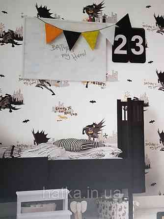 Шпалери вінілові на флізеліні AdaWall Ada Kids метрові дитячі бетмен написи коричневий на бежевому Київ