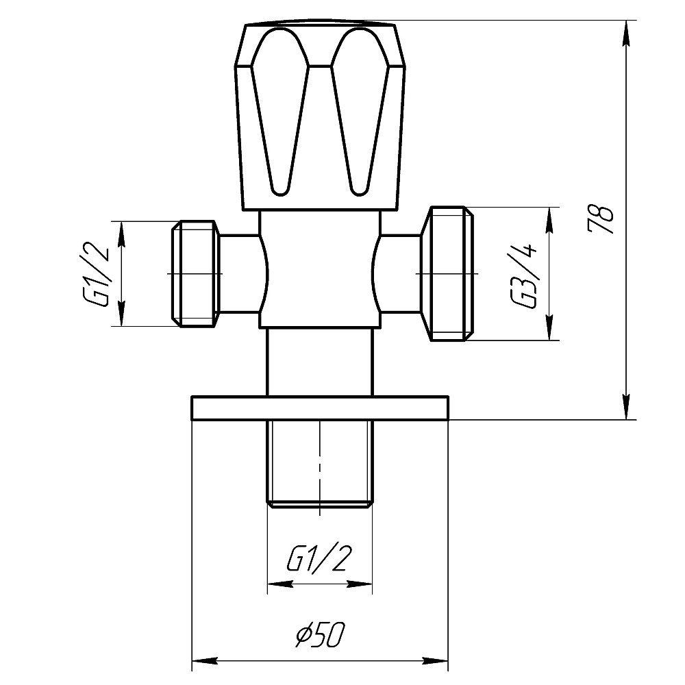 Кран вентильний кутовий Professional 1/2″X1/2″X3/4″ NV-QP555 Тернопіль - фото 4