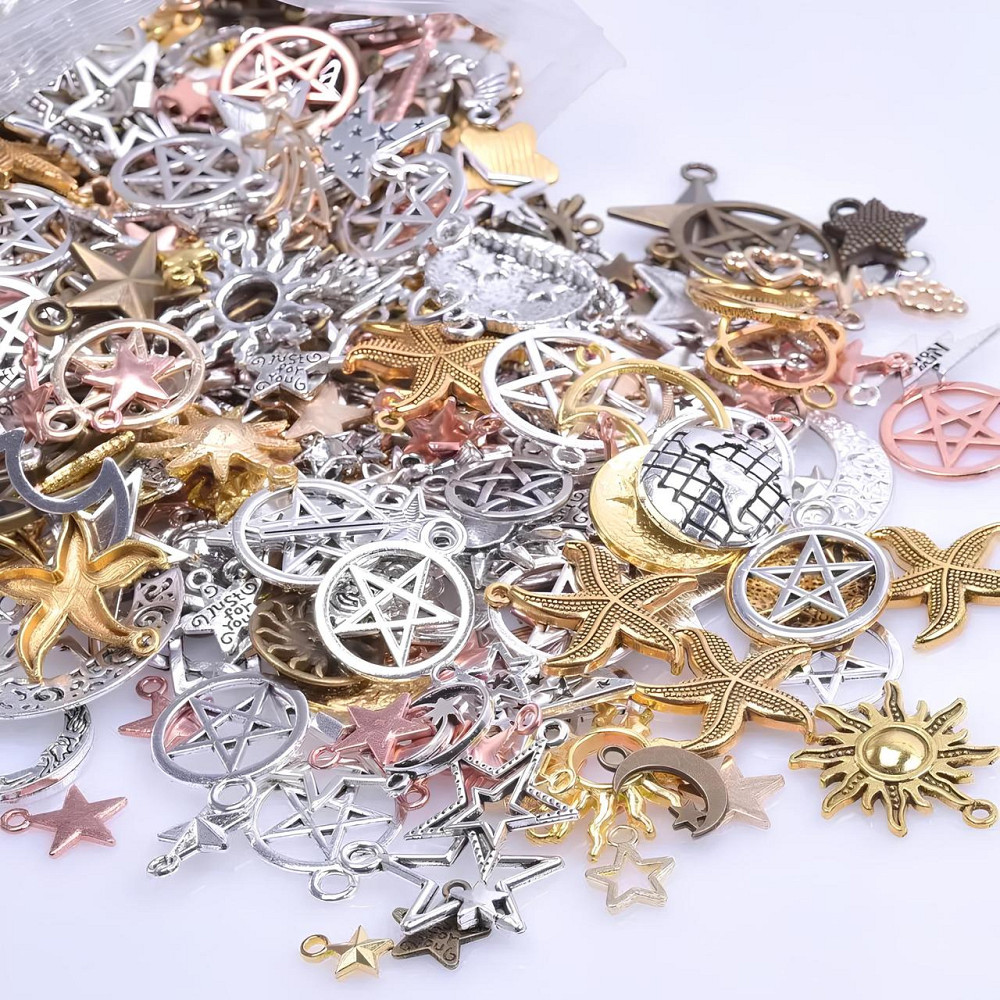 Набір підвісок місяць, сонце, зірки RESTEQ 50 шт. Металеві підвіски для рукоділля. Набір талісманів Київ - фото 4