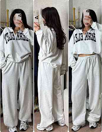 Женский повседневный спортивный оверсайз костюм двойка: кофта и штаны двунить Одесса