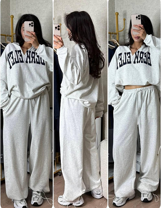 Женский повседневный спортивный оверсайз костюм двойка: кофта и штаны двунить Одесса - изображение 1