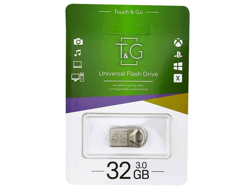 Флешка USB 32GB 3.0 106 metall Series сталева (коротка) ТМ TG Київ - фото 1