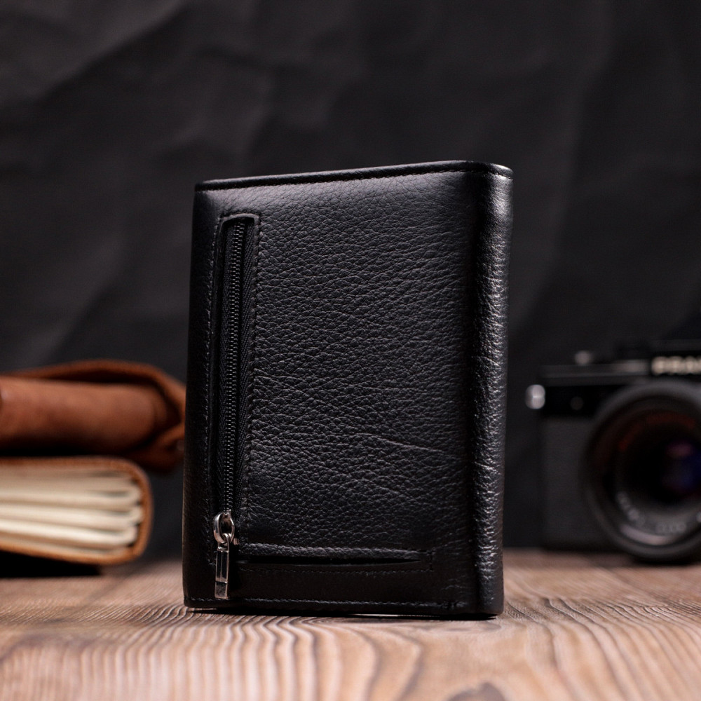 Симпатичний жіночий гаманець із монетницею з натуральної шкіри ST Leather 19481 Чорний Київ - фото 2