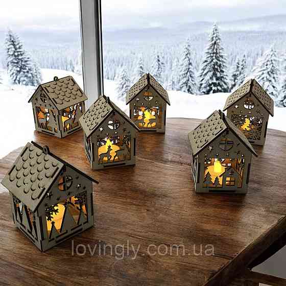 Атмосферний подарунок на Новий Рік, набір 6 будиночків з підсвіткою Ірпінь