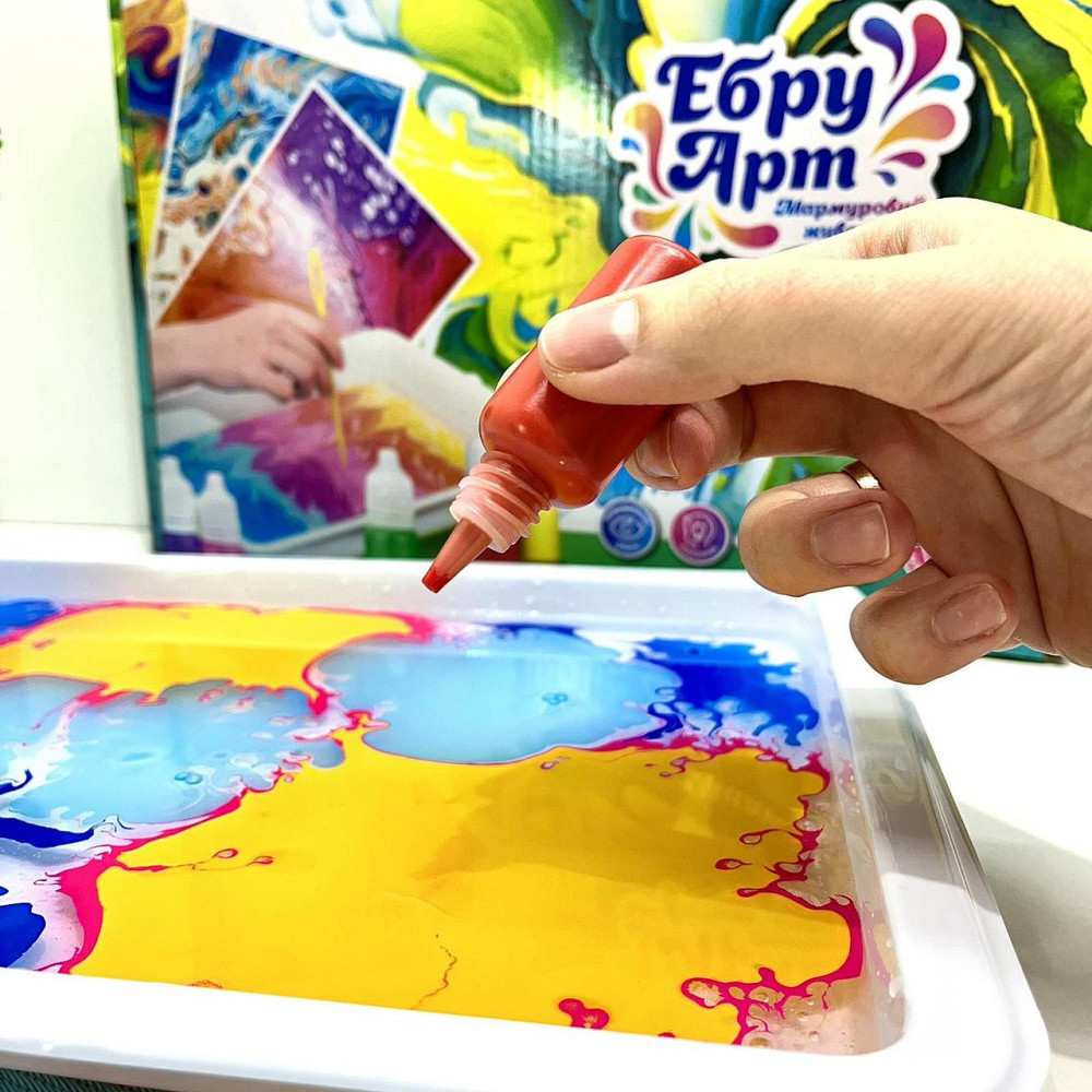 Набір для творчості Ебру 4FUN Game Club 12 пігментів 10 аркушів акварельного паперу інструменти (87752) Чернигов - изображение 8