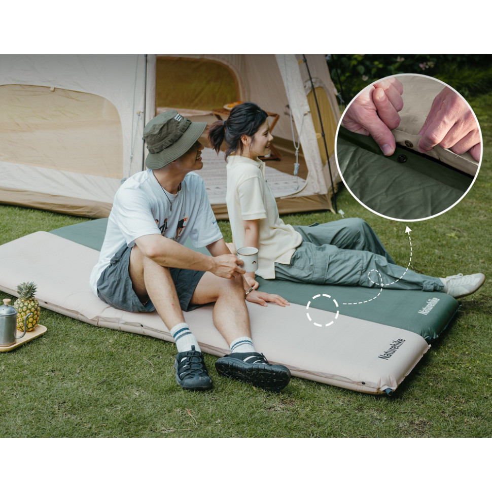 Коврик самонадувающийся одноместный Naturehike CNK2450WS020, 100 мм, темно-зеленый Киев - изображение 4