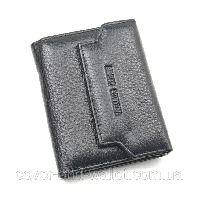 Небольшой женский кожаный кошелёк черного цвета с монетницей на молнии Marco Coverna Киев - изображение 2