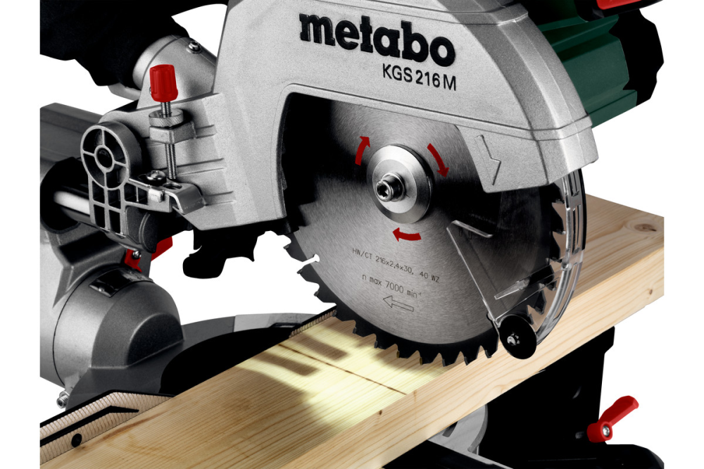 Профессиональная торцовочная пила с протяжкой Metabo KGS 216 M New: 1500 Вт, глубина реза 70мм, диск 216 x 30 мм, Киев - изображение 2