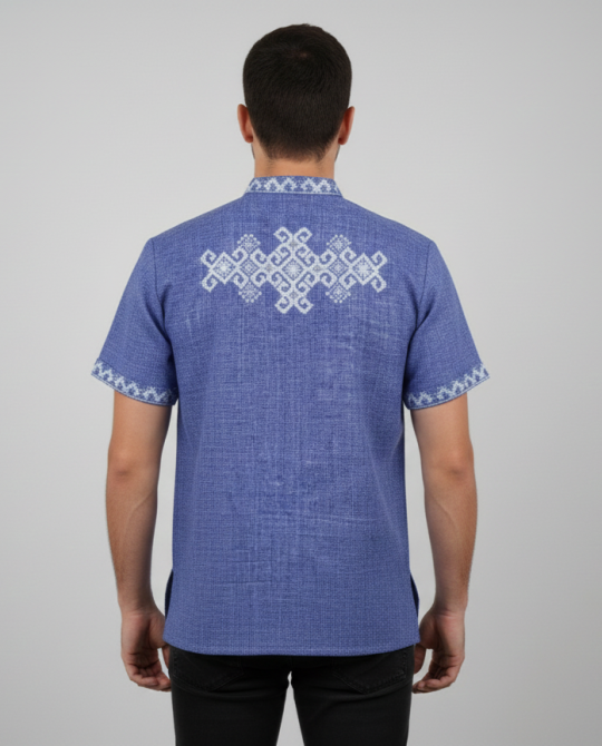 Чоловіча сорочка на короткий рукав з вишивкою на спині Київ - фото 2