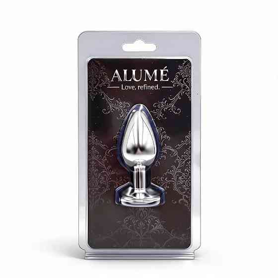 Анальная пробка S, ALUME серебристая с белым круглым камнем, 7 х 3.2 см Sex Aura Киев