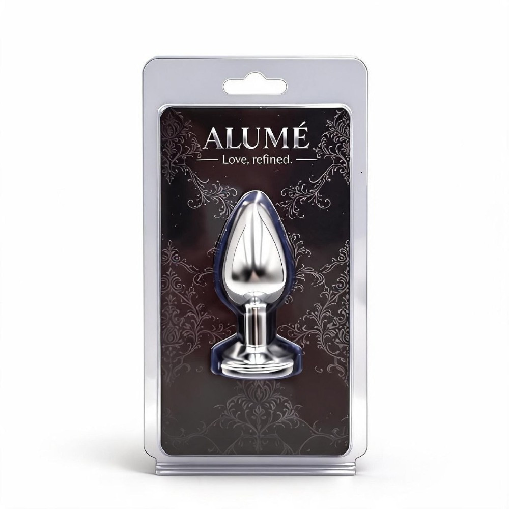 Анальная пробка S, ALUME серебристая с белым круглым камнем, 7 х 3.2 см Sex Aura Киев - изображение 2